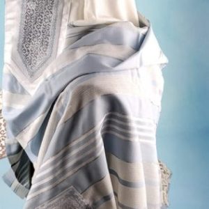 טלית מרוקאית עם פסים תכלת